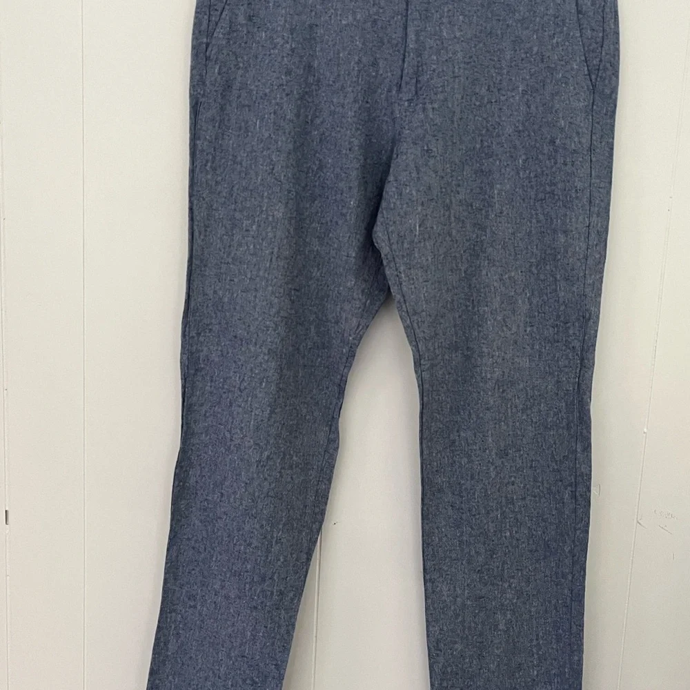 J. Crew The Sutton‎ Chambray Pants Mens 34x32 Linen Cotton Chino Straight Leg - Picture 10 of 14